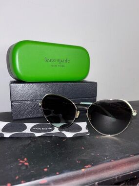 Kate Spade Octavia Teal Metal Sunglasses with Case NIB